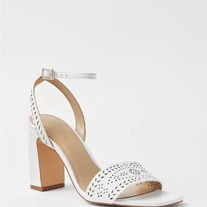 Ann Taylor perforated leather ankle strap heels